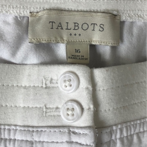 TALBOTS - White 100% Cotton Lightweight Roll-Up Cuff Pants w/Pockets - Size 16 - Picture 4 of 5